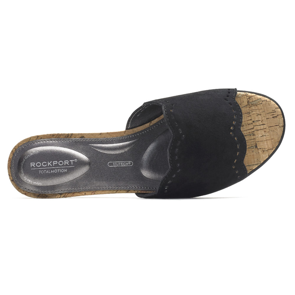 Sandalias Rockport Mujer Mexico - Total Motion Zandra Scallop Negros - KYPRD7153